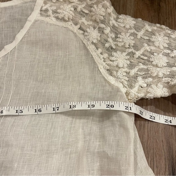 Mastro Moda Blouse Women’s M Button Up White Linen Lace Lagenlook Made In Italy - Picture 8 of 10
